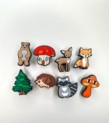Woodland Shoe Charm: Raccoon, Bear, Fox, Mushroom, Tree, Deer, Hedgehog Clog Clip