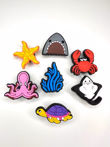 Sea Life Shoe Charms: Turtle, Shark, Octopus, Coral, Starfish, Stingray clog accessories