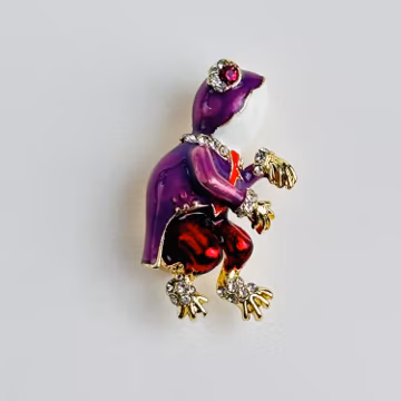 Whimsical Frog Prince Enamel Rhinestones Brooch Pin ~ Vintage Style Jewelry