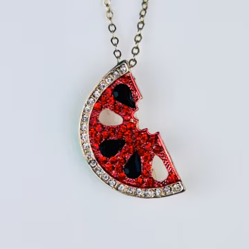 Red Watermelon Brooch Pendant ~ Nature-inspired Jewelry Gift