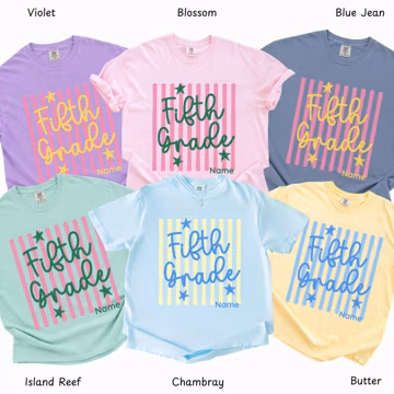 Custom Fifth Grade Shirt, Kids First Day of School 5th Grade Shirt, Personalized Back to School Tee, Gift for girl