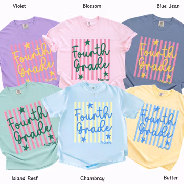Custom Fourth Grade Shirt, Kids First Day of School 4th Grade Shirt, Personalized Back to School Tee, Gift for girl