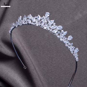 Silver CZ Crystal Bridal Tiara, Wedding Hairpiece