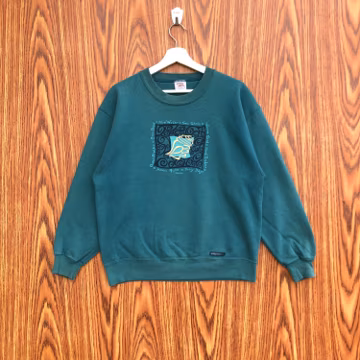 Vintage 90s Hawaii Sweatshirt Blue Water Shell Crewneck Pullover