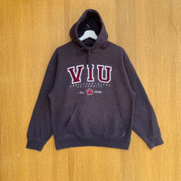 Vintage University Vancouver Island Hoodie Embroidered Spellout Jumper Pullover