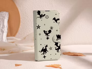 Star Magic Dragon Collage Wallet Phone Cover for iPhone 16 15 14 13 Pro, iPhone 11 12 13, iPhone SE X XR Case with Card Holder, Unique Case