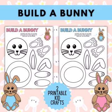 Build a Bunny Craft, Cut & Glue Activity, Printable Cut and Paste, Easter Activities, Preschool Craft, Easter Bunny Craft, Bunny Printable