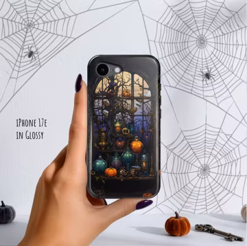 Witch Bottles Gothic Phone Case: Halloween iPhone 17 Pro Max Air 17e 16 Plus 16e 15 14 13 MagSafe, Samsung Galaxy S26 Ultra S25, Pixel 10 9a