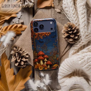 Fall Phone Case: Mushroom iPhone 17e 16 17 Pro Max MagSafe Air, S26, Pixel