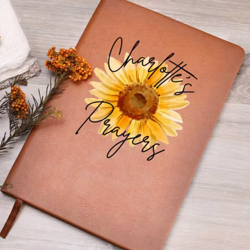 Personalized Leather Prayer Journal for Girls, Womens Prayer Journal Leather Monogram Journal Christian Prayer Journal Sunflower Gift