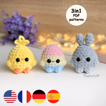 Easter Crochet PATTERNS: Bunny, Chick, Easter Eggs, Spring Tiny Amigurumi Plushies, Easter Mini Peeps