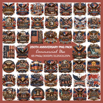 250th Anniversary PNG Bundle, Patriotic USA Clipart Pack, Semiquincentennial Eagle Designs, American Freedom Sublimation, 1776 2026 Vintage