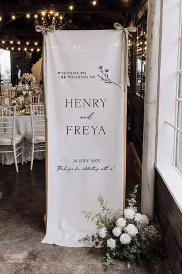 Custom Fabric Wedding Welcome Sign β’ Modern Linen Wedding Sign β’ Wedding Banner β’ Personalised Wedding Decor β’ Engagement Party Sign