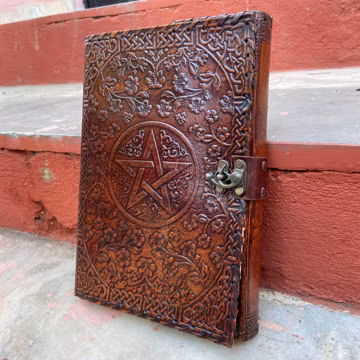 Embossed Star Pentagram Leather Journal: Book of Shadows, Grimoire