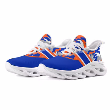Orange and Blue Camo Florida Football Sneakers, AlliGator Tennis Shoes