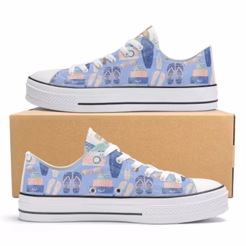 Beach Vacation Canvas Sneakers: Pastel Surfboard Print Shoes