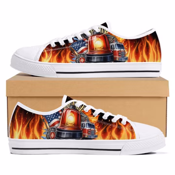 Firefighter Flame Print Canvas Sneakers: Thin Red Line Tribute