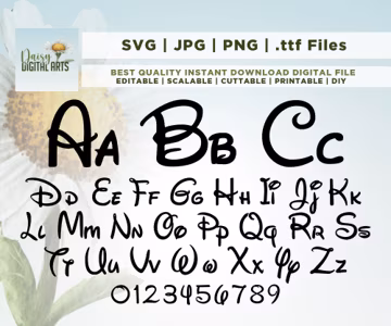 Cartoon Font SVG, Mouse Font SVG, Mouse Alphabet SVG, Letters Svg, Customize Gift Svg, Vinyl Cut File, ttf, Svg, Png, Printable Design Files