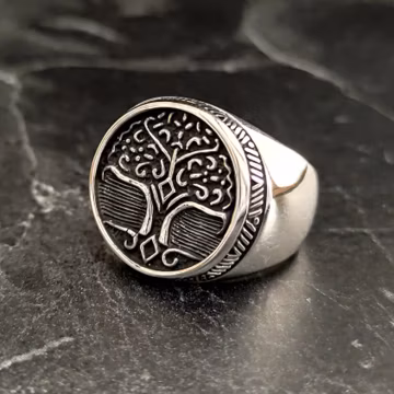 Silver Yggdrasil Tree of Life Ring , Silver Family Tree Ring , Strong Family Bond Ring , Men 925 Silver Signet Ring , Gift For Him