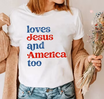 Proud American Shirt, Loves Jesus and America Too Shirt, Patriotic Christian Shirt, USA Shirt, God Bless America, Proud American Shirt