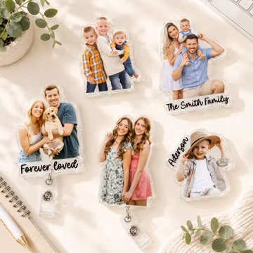 Custom Photo Badge Reel, Personalized Family Photo ID Holder, Retractable Nurse ID Holder, Acrylic Photo Badge, Bestie Gifts