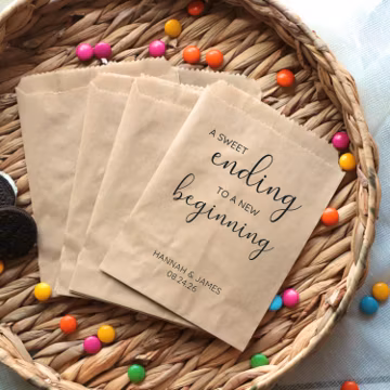 A sweet ending to a new beginning Cookies Bag, Wedding Cookie Bag, Anniversary Celebration Personalized Favor Bag, Party Gift Favor Ba