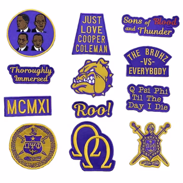 Single Purple and Gold Fraternity Embroidered Iron-On Or Sew-On Patch