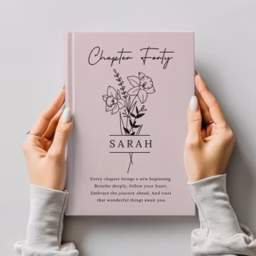 Personalized 40th Birthday Journal, Birth Month Flower Notebook, Milestone Present for Friend Sister Mom , 40 Years Old Book Gifts