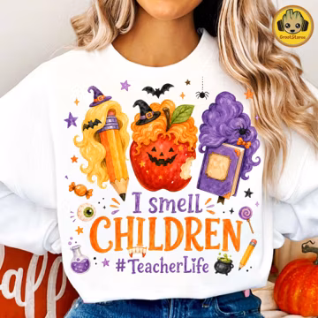 Teacher Witch PNG, I Smell Children Halloween Design, Back To School Teacher Life Graphic, Trick Or Teach Shirt PNG, Instant Download