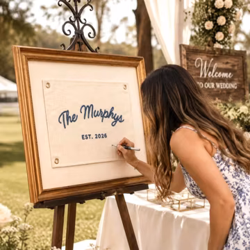Hand-Stitched Embroidered Wedding Guest Book Canvas Banner, Personalized Last Name Sign, Handmade Gift for Couples, Housewarming Gift