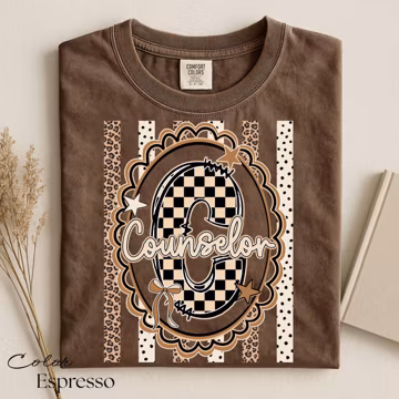 School Counselor Shirt, Preppy Leopard Checkered Tee, Back to School Gift for Counselors and Staff