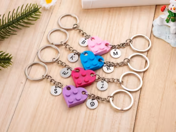 Heart Keychain Set, Matching keychains, Gift Set for Couples, Best Friends, Anniversary gift, Initials Matching keychains for her/Couple