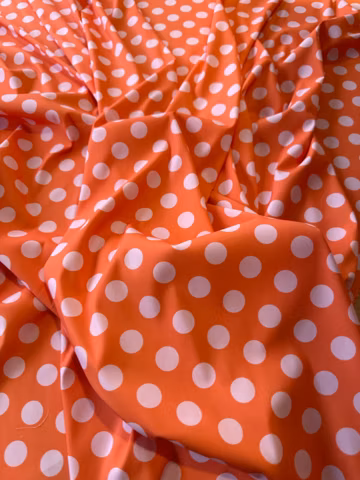 Orange Pink Polka Poplin Polyester Fabric by the yard
