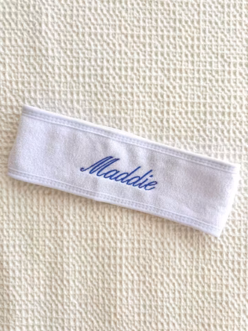 Embroidered CUSTOM Spa Headband, Embroidered Bridal Spa Headband, Custom Personalized Spa Headband Gift, Customized Bachelorette Headband