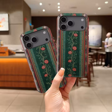 Vintage Vertical Floral Stripe Phone Case: Vintage Cover for iPhone 17 16 15 14 13 12 11 + MagSafe, Samsung Galaxy S26 S25 S24 Ultra