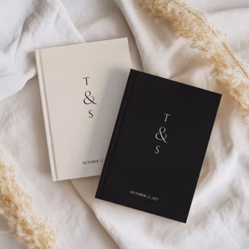 Minimalist Vows Book, Personalized Monogrammed Journal His Her Hardcover Vow Books