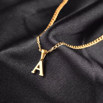 18K Gold Initial Necklace For Men, Gold Custom Necklace, Men Initial Necklace, Stylish Letter Pendant Cuban Chain Necklace,Father's Day gift