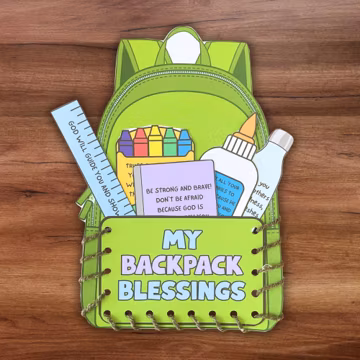 Back to School Bible Lesson Craft, Backpack Blessing Printable Sewing Cutting Childrens Ministry Christian Sunday School Homeschool Activity