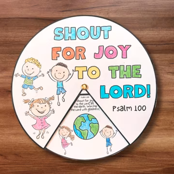 Sunday School Psalm 100 Bible Lesson Coloring Wheel Craft Printable Activity Scripture Memory Game Christian Homeschool Thanksgiving Project