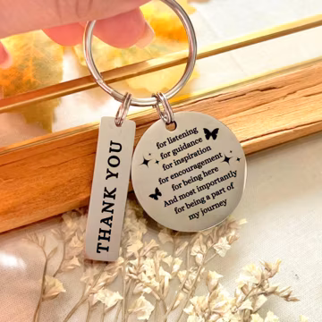 Personalized Stainless Steel Keychain: Inspirational Thank You Gift