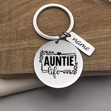 Custom Auntie Life Stainless Steel Keychain - Personalized Aunt Gift