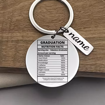 Personalized Graduation Nutrition Facts Stainless Steel Keychain: Funny Gift