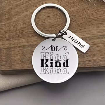 Custom Be Kind Stainless Steel Keychain - Personalized Inspirational Gift