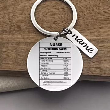 Custom Nurse Nutrition Facts Stainless Steel Keychain - Personalized Nurse Gift