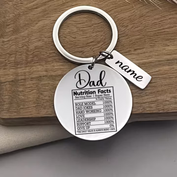 Custom Dad Nutrition Facts Stainless Steel Keychain - Personalized Father's Day Gift
