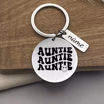 Custom Auntie Stainless Steel Keychain - Personalized Aunt Gift