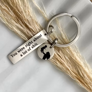Personalized Stainless Steel Keychain: Mother & Baby Charm, Custom Wisdom Quote