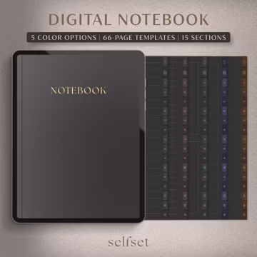 Digital Notebook | GoodNotes Notebook, Student Notebook, Dark Notebook | Notebook Journal | GoodNotes Template, Dotted, Lined, Grid, Cornell