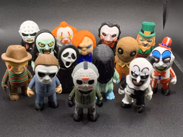 3D Printed Mini Horror Villains | Premium up to 8-Color Mini Halloween Figures | Jason, Freddy, Chucky, Pennywise, Spooky Shelf Collectibles