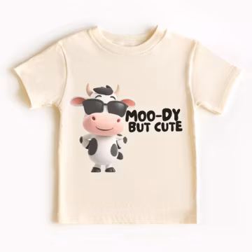 Funny Cow Shirt for Kids: Kawaii Farm Animal Tee